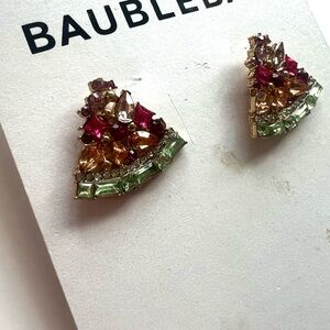 BaubleBar Multicolor Crystal Earrings watermelon slices pink green stud